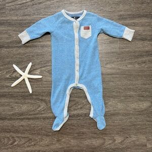 7 For All Mankind Thermal Blue One-Piece Footed Romper, Size 3-6 Months